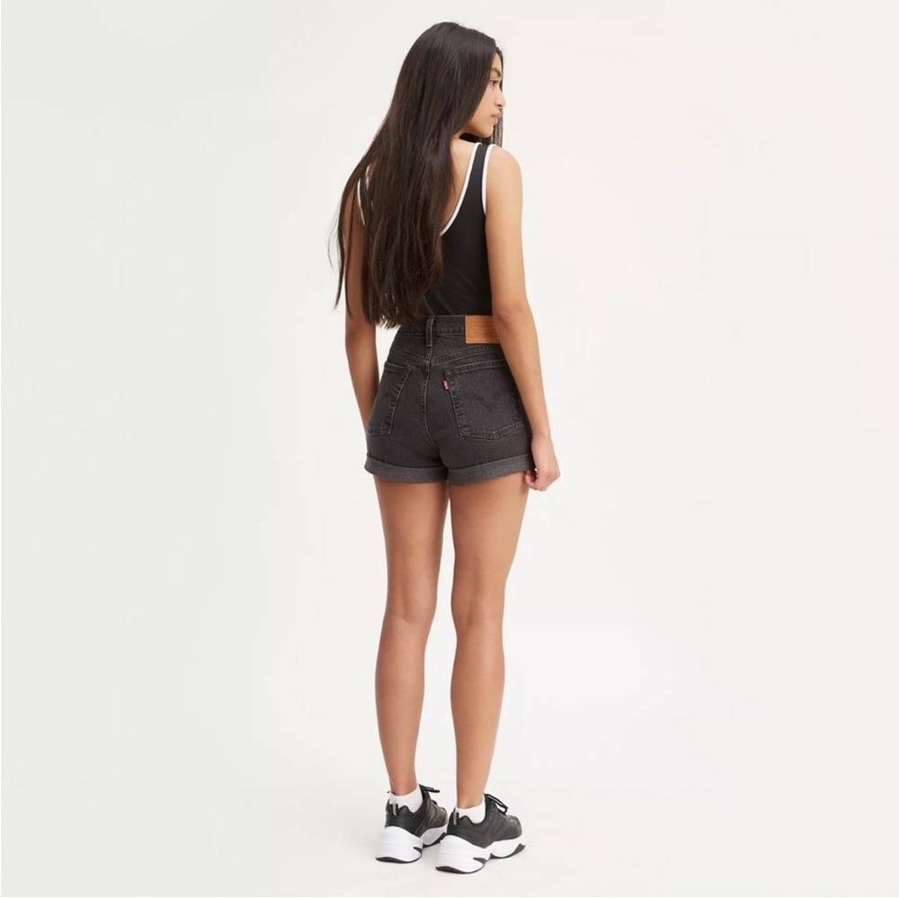 Levi's Dark Gray Wedgie Denim Jean Shorts High-Waisted Cuffed Size 25
